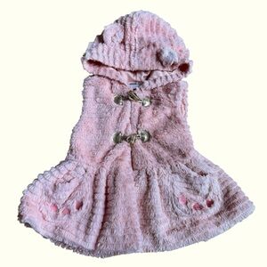Little Lass Peach Faux Fur Hooded Vest with Ears Toddler Girl 2T